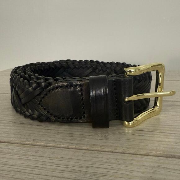 J. Crew Black Braided Belt with Gold Buckle - Picture 2 of 5